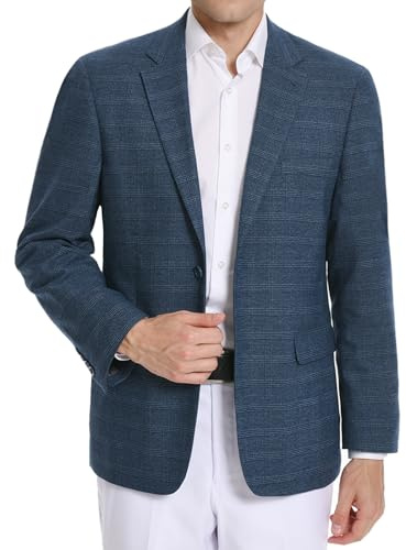 Teemlanny Men's Sport Coat Houndstooth Blazer Classic Fit 2 Button Stylish Stretch Suit Jacket for Daily Casual Outfits Medium Blue