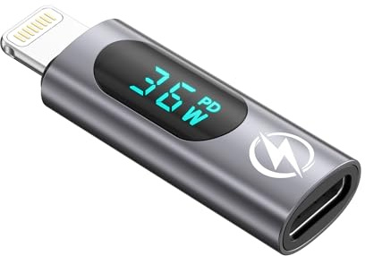 RAVIAD 36W USB C auf Lightning Adapter Mit LED Display - Schnellladung für iPhone 14 13 12 11 Pro Max, iPad Pro/Air 5/Mini 6, iPod Nano/Touch