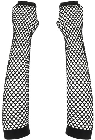 Larrel Fishnet Gloves, Long Flexible Mesh Gloves for Women Unique 80s Accessories for Women Scene Clothing for Theme Party Halloween Costume (Black)