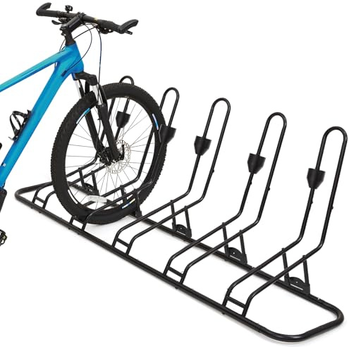 Floor Bike Stand, Bike Rack Safeguard Disc Brakes & Derailleurs, Waterproof Bike Holder Road/Kids/MTB Bicycles, Fits 12-29 Tires, Upgraded 0.63 Steel Tubes, Indoor Outdoor Garage (for 5 Bikes)