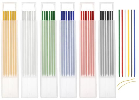 QUARKZMAN 36pcs Mines de Rechange pour Crayon de Charpentier (2,8 mm) pour Crayon de Charpentier (Six Couleurs)