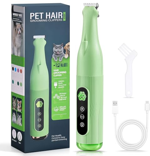 Lychico Dog Paw Trimmer with LED Light, 20mm Widen Blade Electric Dog Clippers for Groomming, Waterproof Pet Micro Precision Trimmer, Cordless Pet Clippers Shaver for Dogs Cats Paws, Eyes, Ears, Face