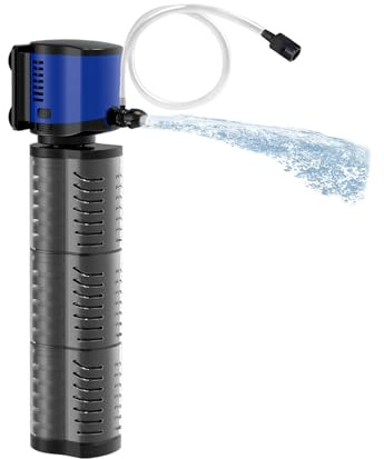 Tararium 1000L/H 4-in-1 Submersible Aquarium Filter Pump – for 100-300L Fish Tanks & Small Ponds – Wave Maker, Oxygen Supply, Dry Burn Protection – Freshwater/Saltwater/Turtle Safe (Quiet Operation)