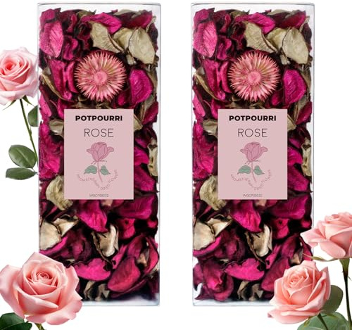 SCENTORINI Pot Pourri Parfumé à Rose Fleurs pour Sachets Parfumés | Parfum Floral pour Armoire, avec 10 ML D'Huile Parfumée, Décoration Intérieure, Lot De 2 Sacs