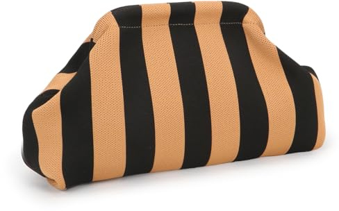 Augesak Bolso Clutch Dumpling para Mujer, Bolso de Punto a Rayas de Color Contrastante, Bolso Clutch Pequeño, Bolsa de Playa Tejida, Bolsos Clutch a Rayas para Mujer, para Vacaciones, Viajes, Fiestas