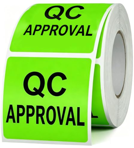 QC Approval Labels,2 Inches Fluorescent Green QC Approval Labels/Stickers,Inventory Quality Control Stickers(Pack of 500)