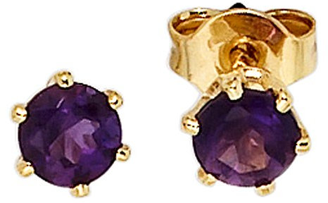 Jobo Damen-Ohrstecker rund aus 14 Karat 585 Gold mit Amethyst 4 mm