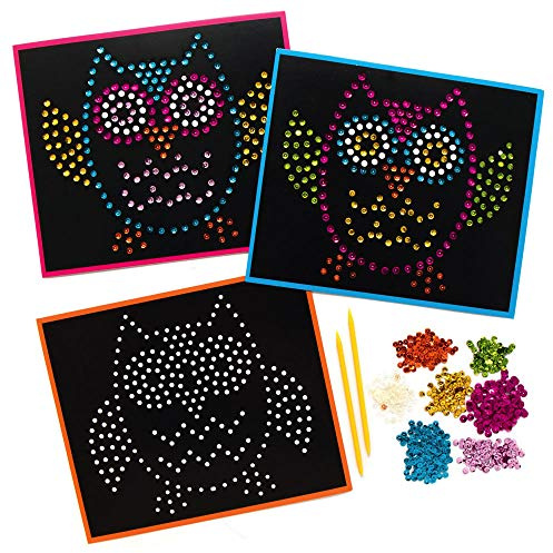 Baker Ross AX162 Eulen Paillettenkugel Deko Anhänger Bastelset für Kinder - 4 Stück, Kreativsets und Bastelbedarf zum Basteln und Dekorieren zur Winterzeit