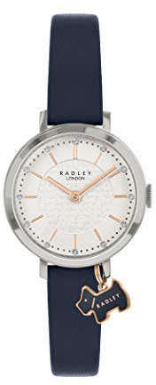RADLEY Ladies Silver Case Etched Dial with Charm Ink Strap Watch RY2861A