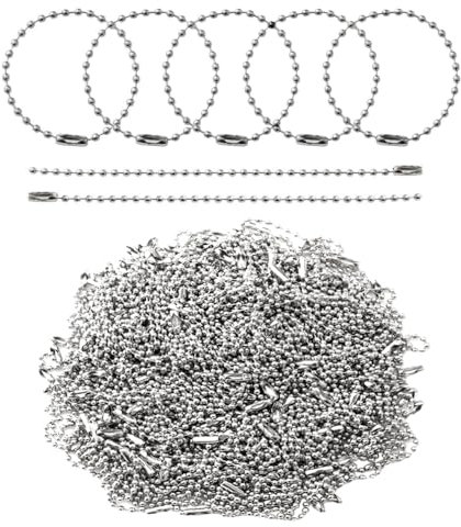 Sctmda Chaînes 200 Pièces Chaîne de Boule en Fer avec Connecteurs à Billes en Chaîne 2,4 mm de Diamètre d'Extension Perlée pour ​la Fabrication ​de Porte-clés Artisanat 10cm Argent
