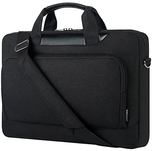 DOMISO 15-15.6 Pouces Sacoche de Protection Ordinateur Portable Imperméable Sac à Bandoulière Antichoc Compatible avec Lenovo Ideapad 330/ MacBook Pro/HP Latitude 3580/Acer Chromebook/ASUS, Noir