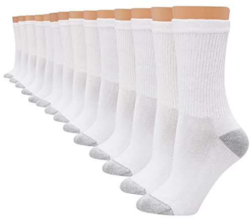 Hanes Womens Value Pack, Crew Soft Moisture-wicking Socks, Available In 10 And 14-packs, White - 14 Pack, 8-12 US