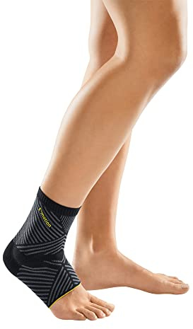 medi Levamed E+motion 3.0 sportliche Sprunggelenkbandage mit extradünner 3D Silikon-Quarz-Pelotte | Größe: I | Angenehmes Sockenbündchen | Große Dehnungszone | inkl. Anziehilfe