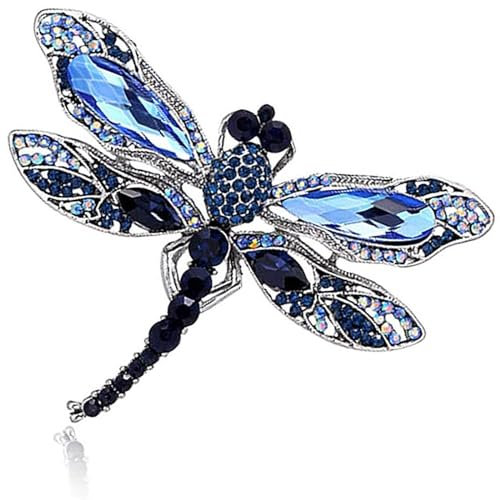 GEARMAX Broche en Forme de Libellule Femme, Bleu Brooch Forme d'Animal Cristal Broches Vintage Brooch Pin Accessoires du VêTement