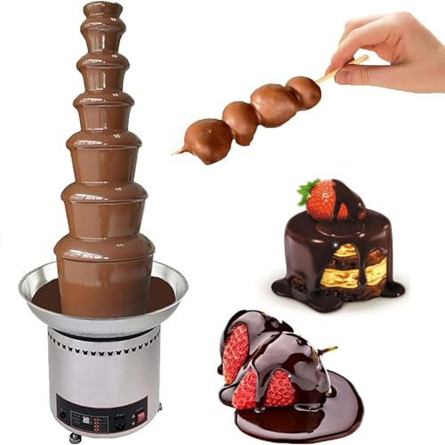 DPQYJPP Fontaine à Chocolat Commerciale, Cascade de Chocolat de Grande capacité à 7 Niveaux, Pot de Fusion de Sauce réglable 30 à 150 ℃ pour équipement de Buffet de Mariage de fête,7Tier