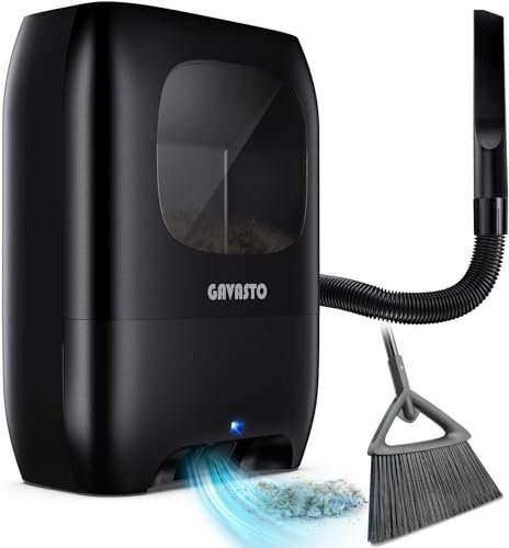 GAVASTO Pro Touchless Vacuum Automatic Dustpan - Ultra Fast & Powerful - Great for Sweeping Salon Pet Hair Food Dirt Kitchen, Canister Vacuum Cleaner Trash Can, Bagless, Auto Sensors, 1500 Watt-Black
