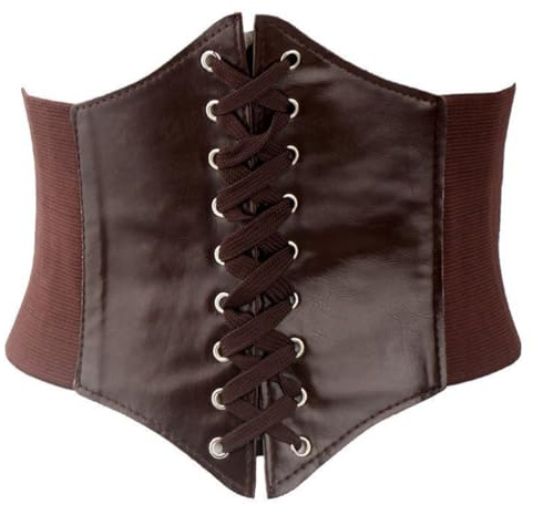 Corsé elástico ancho para mujer y niña Cinturón para mujer con cordones atados vintage de piel sintética regalos para cinturón corsé,Corsé para Mujer, Talla única（marrón）