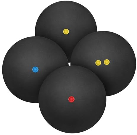 YARNOW 4stücke High Bounce Squash Bälle Mit Einzelgelb Einzelblau Einzeln Rot Doppelgelb Punkte Vielseitig Für Indoor Und Outdoor Training Steigern Kraft Koordination Und Fitness