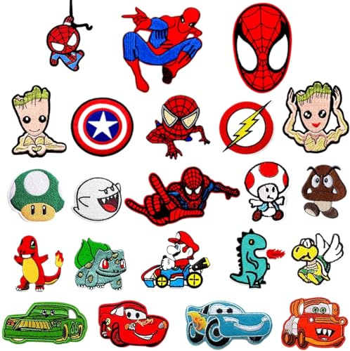 AUTOWNLUX 22 Pezzi Toppe Termoadesive Assortite per Bambini, Patches da Applicare con il Ferro da Stiro, Toppe da Applicare con il Ferro da Stiro, Toppe da Cucire o da Applicare con il Ferro da Stiro