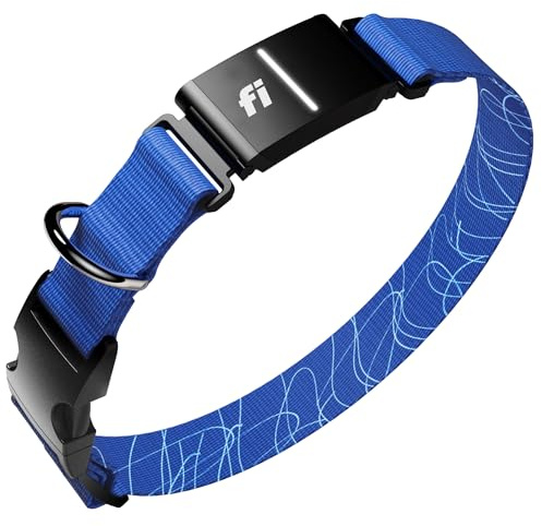 Fi New Series 3+ Smart Dog Tracker Collar [12 Month Membership Included] GPS Tracker for Dogs with Health & Behavior Monitoring, Escape Alerts, Waterproof, LED, Apple Watch Compatible (Blue, Small)
