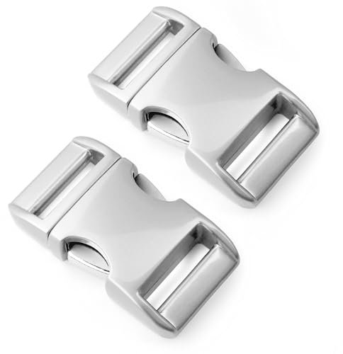 Ganzoo Metall-Klickverschluss Alumaxx, 2 Stück, 1 1/4 / Klippverschluss/Steckschließer/Steckverschluss für Paracord-Armbänder, Hunde-Halsbänder, Rucksack, Oberfläche Glanz verzinkt, Farbe: silber
