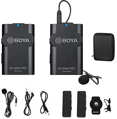 BOYA BY-WM4 PRO K1 TX+RX Compact 2.4 GHz Wireless Lavalier Microphones for DSLRs Cameras Smartphones Tablet PCs Recording Vlogging Making