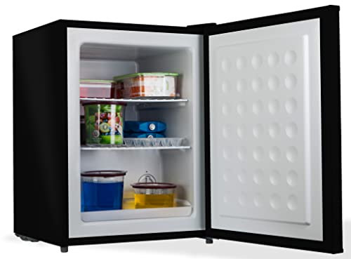 PremierTech Mini Congelatore Nero, Freezer 42 litri, 4**** Stelle, 24 Gradi, Compatto, Da Tavolo, Risparmio Energetico, Porta reversibile, PT-FR43B