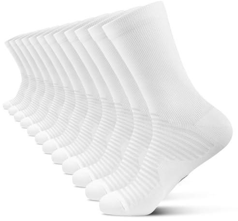 PAPLUS Athletic Crew Compression Socks (6 Pairs) for Men & Women, Running Socks With Arch Support for Nurses, Travel, Everyday