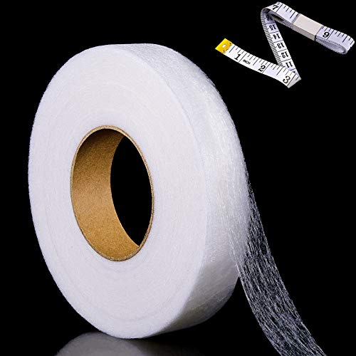 70 Yardas Cinta de Dobladillo Planchado Cinta Adhesiva Extra Ancha de Planchar Tela Wonderweb Rollo Cinta de Dobladillo sin Coser con Cinta Métrica para Jeans Cortina Pantalones (20 mm de Ancho)