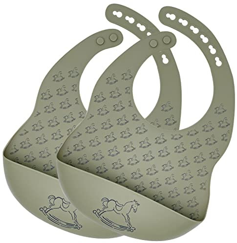 sei Design 2 Stück Auffanglätzchen Baby Silikonlätzchen als Beikost Baby Zubehör Lätzchen mit Auffangschale - Laetzchen abwaschbar weich wasserdicht