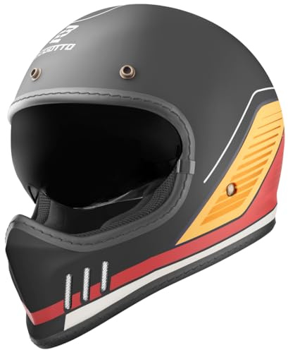 Bogotto FF980 EX-R Caferacer Casco da Croce, nero/giallo/rosso, M
