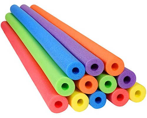 Nezyo 12 Pack Pool Noodles Foam Swim Noodles 52 Inch Jumbo Hollow Swimming Pool Noodle Bulk Floats Heavy Duty for Xmas Decoration Craft Projects Padding Bumper(Mix Colors)