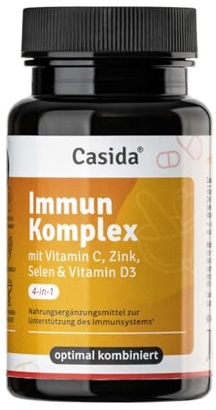 Casida Immun Komplex | 60 Kapseln | mit Vitamin C, Zink, Selen und Vitamin D3 | Immunsystem* | Vegetarisch und natürlich