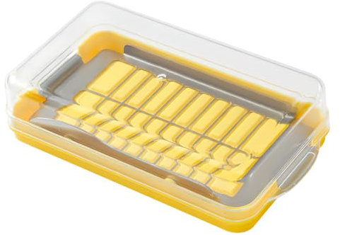 ONEVER Butter Dishes with Lid and Knife, Holder Container for Refrigerator or Countertop, 220g Stick Slicer Cutter, Cheese Storage Box