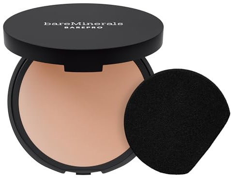 bareMinerals BAREPRO Skin-Perfecting Powder Foundation - Mattierende Kompaktpuder-Foundation mit voller Deckkraft, pflanzlichem Squalan, talkfrei, ölkontrollierend, vegan