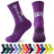 MPXEAVG 3 Paare Socken Fussball, Grip Socken Fußball, Fußballsocken Herren Damen, Rutschfeste Sportsocken für Fussball Basketball Laufen(Lila)