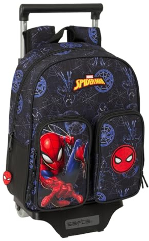 Safta SPIDERMAN ATTACK - Mochila Infantil con Carro 705, Ideal para Niños de Diferentes Edades, Cómoda y Versátil, Calidad y Resistencia, 27x10x33 cm