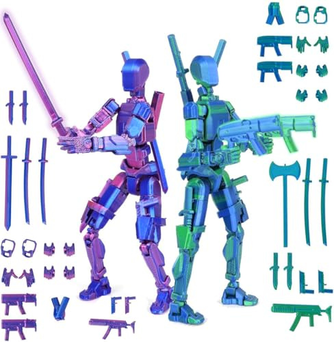 Woyejo 2 Piezas Figura De Acción T13 (Ensamblaje Completado) Muñeco Robot Articulado T-13 Figura De Acción Robot T13 Decoración De Escritorio para Los Amantes De Los Juegos De Juguete