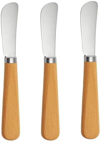 WORUIB Butter Knife Set of 3, Stainless Steel Butter Spreaders with Ergonomic Handle, Smooth Edge Butter Knives for Spreading, Butter Cutter for Kitchen, Dining, Breakfast