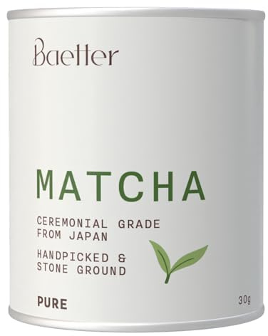 Baetter Pure Original Matcha Pulver | Japanischer Matcha Grüntee Original Flavour – Perfekt für Latte, Tee, Shakes & Smoothies – Natürlich, vegan, glutenfrei & ohne Zucker | in edler Aromadose
