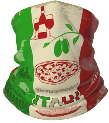 Cache-Cou Pizza Italienne Balaclava Bandana Tubulaire Élastique Écharpe Demi-Visage pour Randonnée Yoga Vélo 25X50 Cm