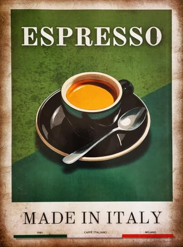 KUSTOM ART Poster Decorativo da Parete Serie Pubblicità Vintage Espresso 1901 Caffè Italiano Milano Stampa Artistica su Carta Patinata 40x30cm Senza Cornice