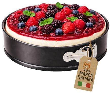 AKITAInk Tortiera a Cerniera Antiaderente da 18 a 28 cm - Stampo per Dolci Apribile, Ideale per Cheesecake, Torte e Preparazioni da Forno (24 cm)