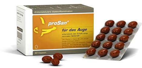 proSan für das Auge | Erhalt der normalen Sehkraft mit Vitamin A, B2, Omega-3-DHA & Zink | Hochdosierte Augen-Vitamin-Kapseln mit Lutein & Zeaxanthin und vielen weiteren Mikronährstoffen