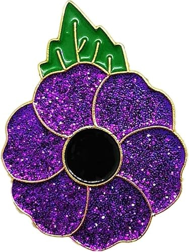 DingCollection Rare 2019 - Broche de solapa esmaltado, diseño de amapola púrpura, Esmaltado