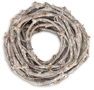 NaDeco Weinreben Kranz weiß 20cm Rebenkranz Kraus aus Weinrebe weißer Türkranz weißer Naturkranz Rattankranz Lianenkranz Birkenkranz Reisigkranz Weinrebenkranz Dekokranz Wandkranz Weiden-Kranz