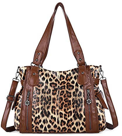 Angel Kiss Borse da donna con manico superiore Hobo borsa spaziosa casual a tracolla PU Tote borsa a tracolla per le donne, 1 marrone-marrone, X-Large