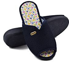 COZSERIES Zapatillas de Casa Mujer Verano Primavera, Zapatos Cómodos Rejilla Cuña Multicolor Punta Abierta y Cerrada Anatómica Fabricado en España Talla 35-41 (502 Marino, numeric_37)