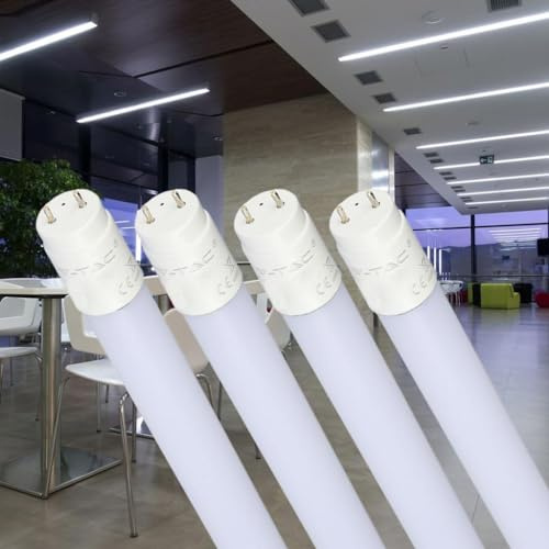 A2ZWORLD 4 Pezzi Tubo Neon A Led 90cm, Bianco Freddo 6500K, Neon T8 G13 90cm, 14W 1400 LM, Materiale in Nanoplastica, Alimentazione da Un Lato, Senza Modifica Impianti Originali
