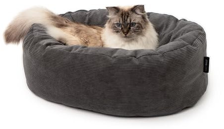 LucyBalu Schlauchboot Waschbares Katzenbett für kleine und große Katzen | Katzenschlafplatz | Katzenkissen | Katzensofa | Katzenkuschelbett | Katzenbett | Katzencouch | Katzenschlafplatz | Anthrazit